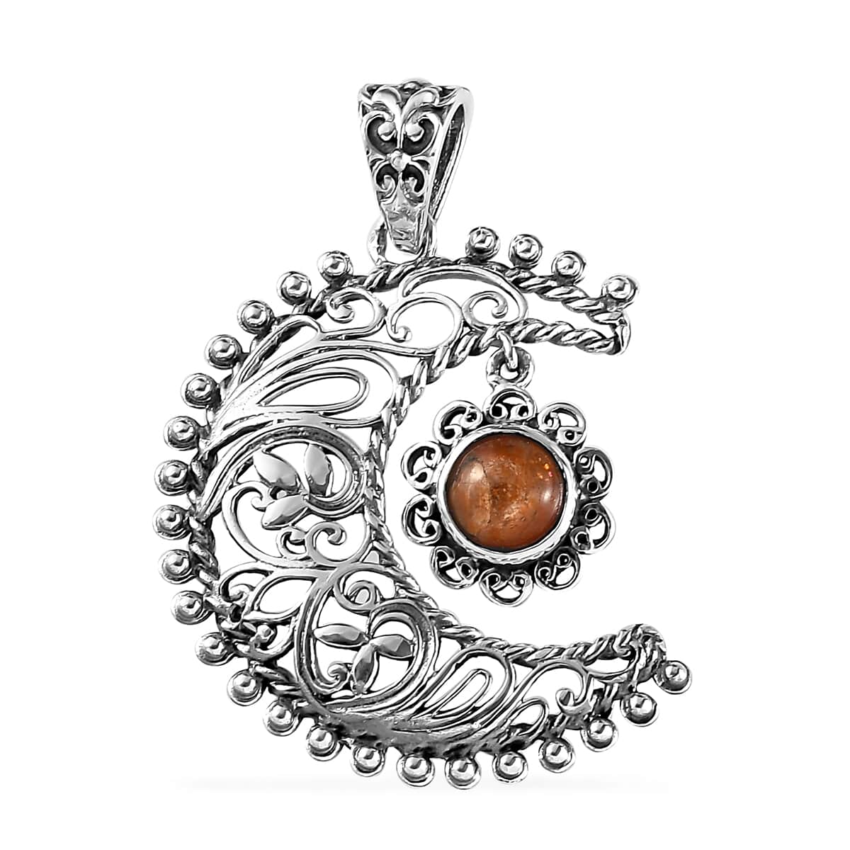 Madras Sunstone Celestial Pendant in Sterling Silver 1.35 ctw image number 0