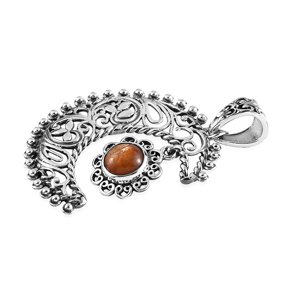 Madras Sunstone Celestial Pendant in Sterling Silver 1.35 ctw image number 3