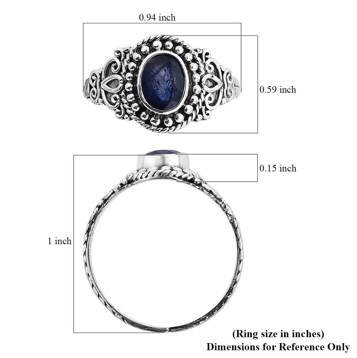 Bali Legacy Diffused Blue Sapphire Ring in Sterling Silver (Size 7.0) 1.50 ctw image number 5