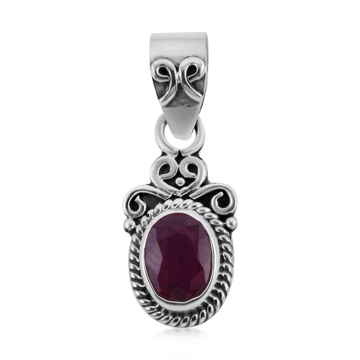 Bali Legacy Niassa Ruby (FF) Pendant in Sterling Silver 1.50 ctw image number 0