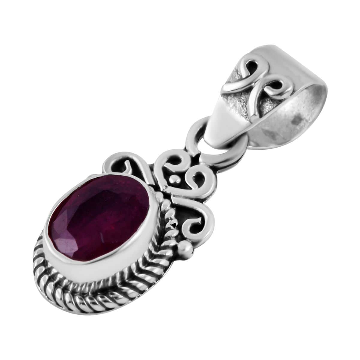 Bali Legacy Niassa Ruby (FF) Pendant in Sterling Silver 1.50 ctw image number 2