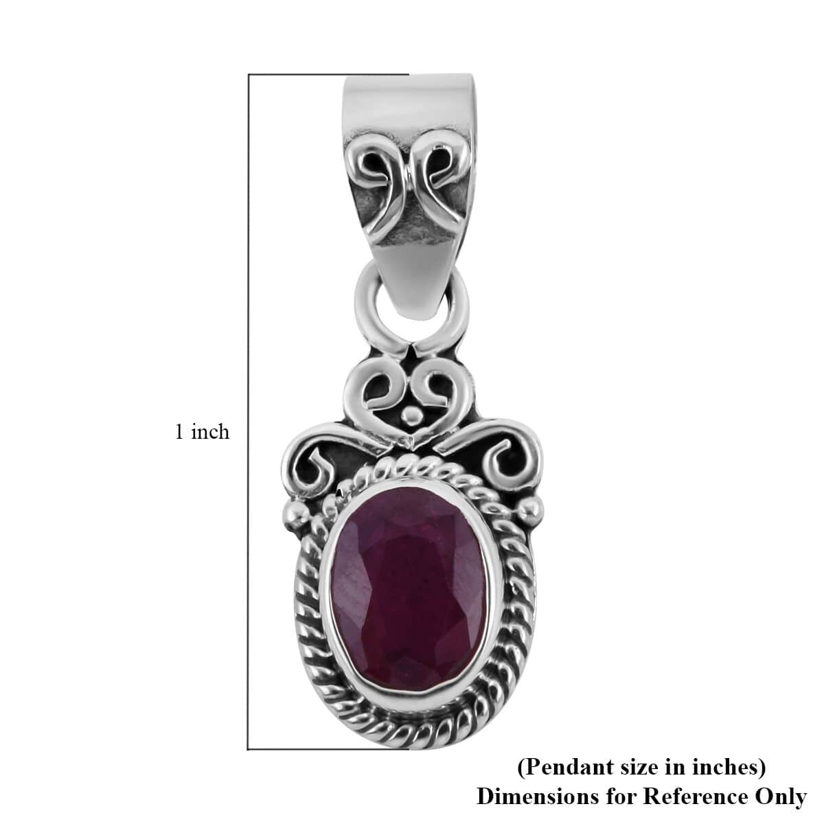 Bali Legacy Niassa Ruby (FF) Pendant in Sterling Silver 1.50 ctw image number 4