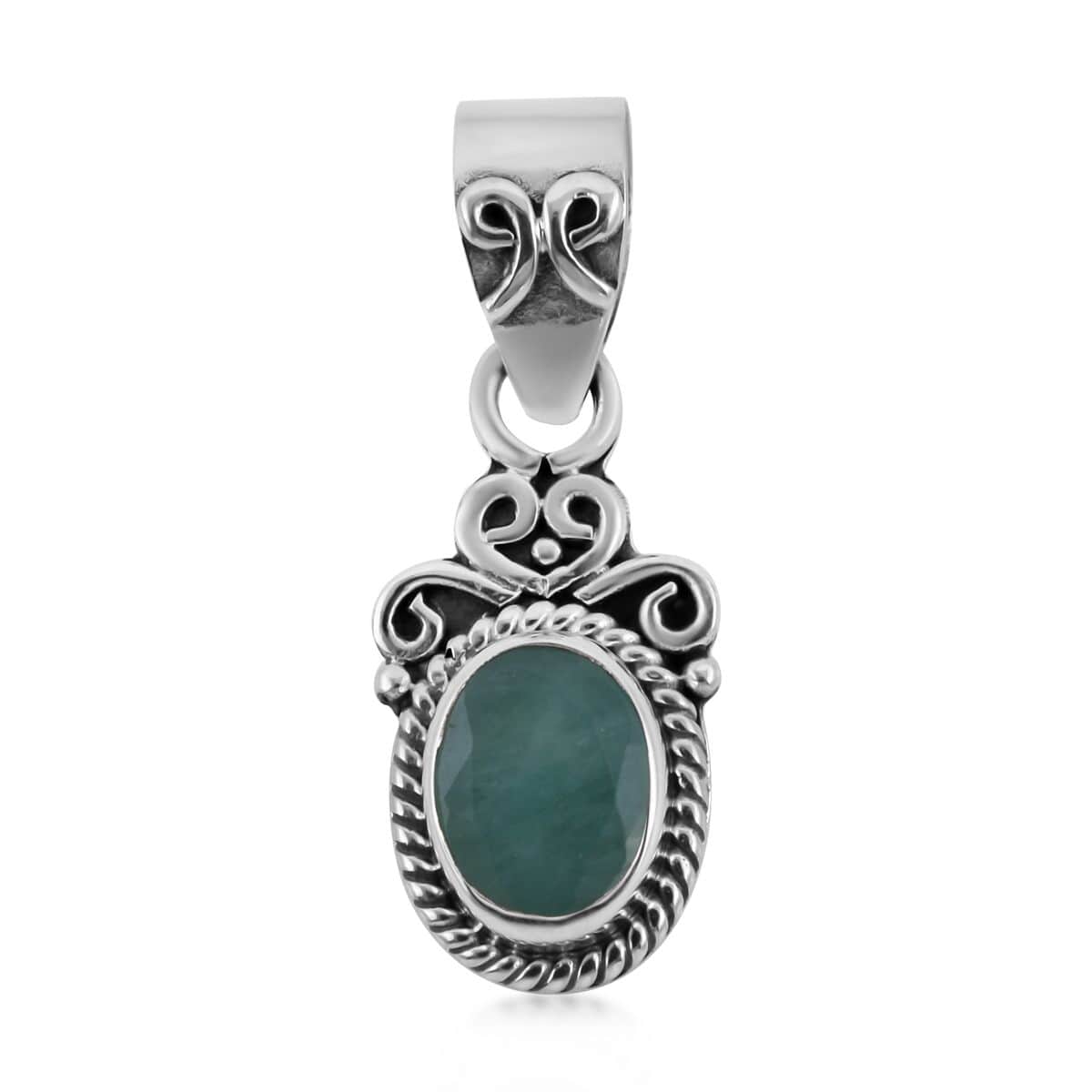 Bali Legacy Socoto Emerald Pendant in Sterling Silver 1.50 ctw image number 0