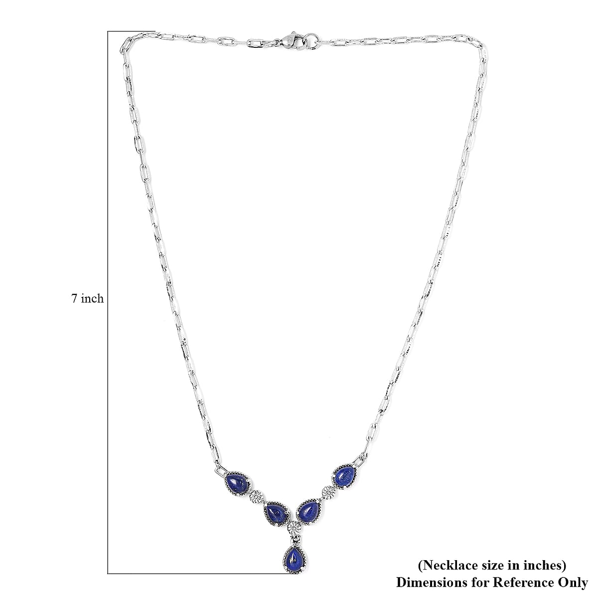 Lapis Lazuli 7.85 ctw Necklace in Silvertone and Stainless Steel 18 Inches  image number 4