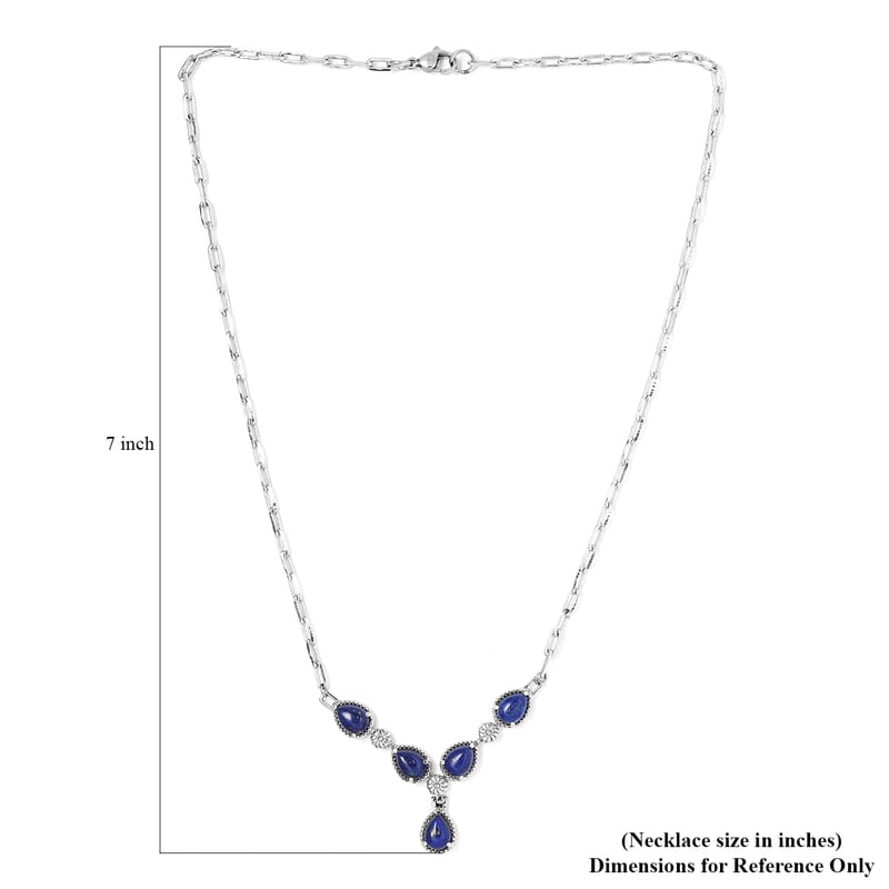 Lapis Lazuli 7.85 ctw Necklace in Silvertone and Stainless Steel 18 Inches 