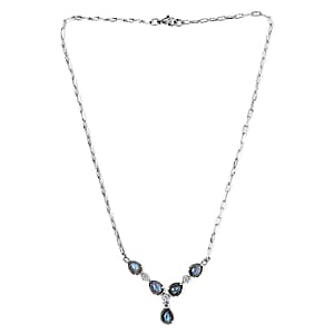 Malagasy Labrodorite 5.75 ctw Necklace in Silvertone and Stainless Steel 18 Inches 