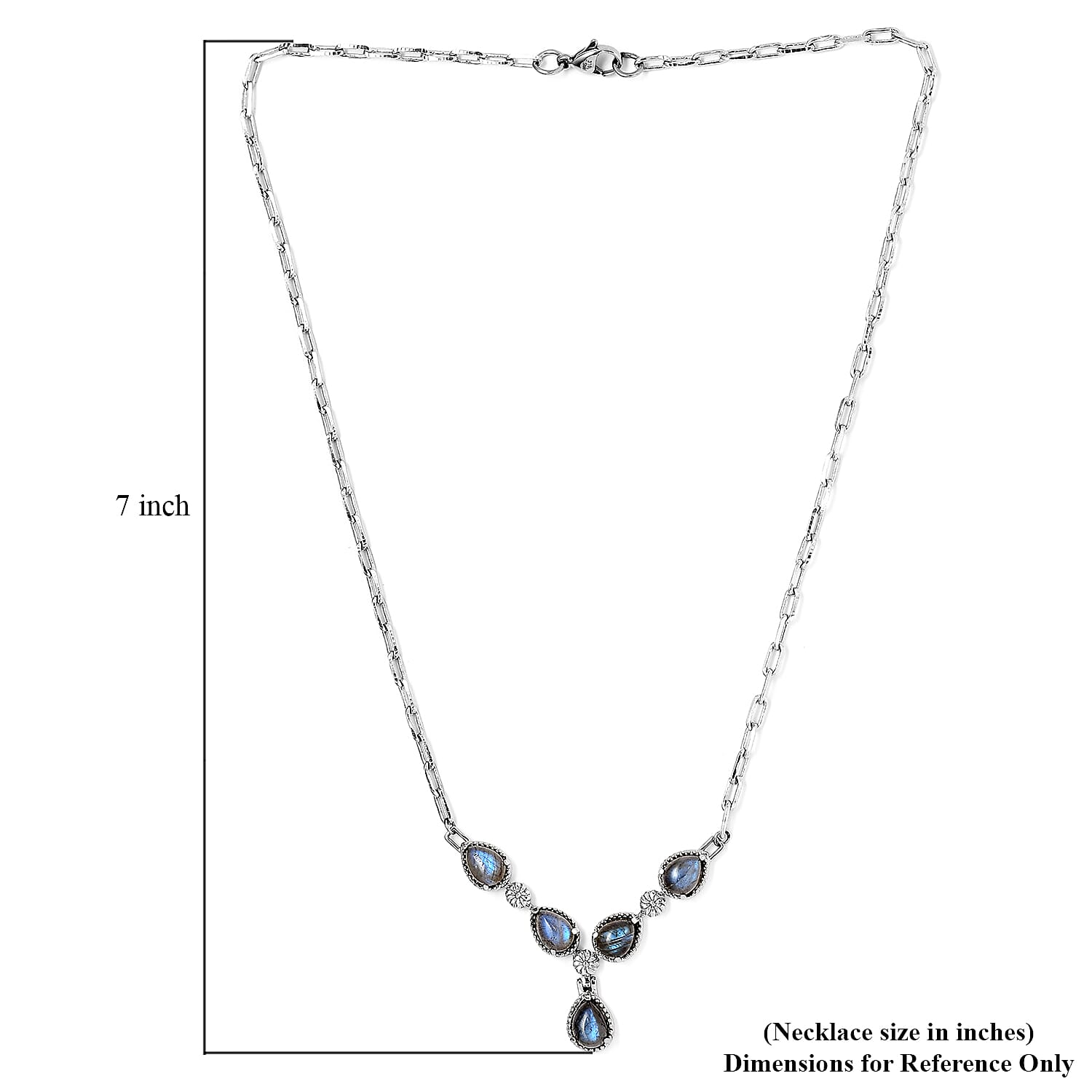 Malagasy Labrodorite 5.75 ctw Necklace in Silvertone and Stainless Steel 18 Inches 