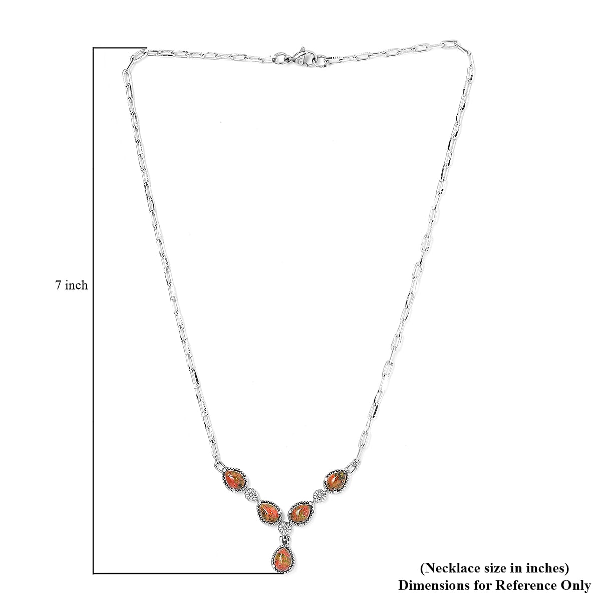 Unakite 5.75 ctw Necklace in Silvertone and Stainless Steel 18 Inches  image number 2