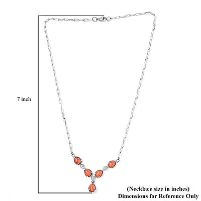 Mojave Orange Turquoise 5.85 ctw Necklace in Silvertone and Stainless Steel 18 Inches