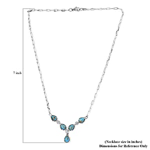 Mojave Blue Turquoise 5.60 ctw Necklace in Silvertone and Stainless Steel 18 Inches 