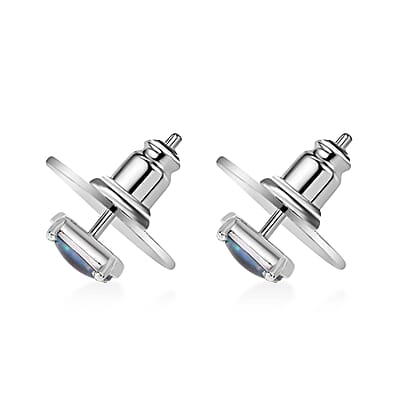 Boulder Opal Triplet 0.80 ctw Solitaire Stud Earrings in Platinum Over Sterling Silver