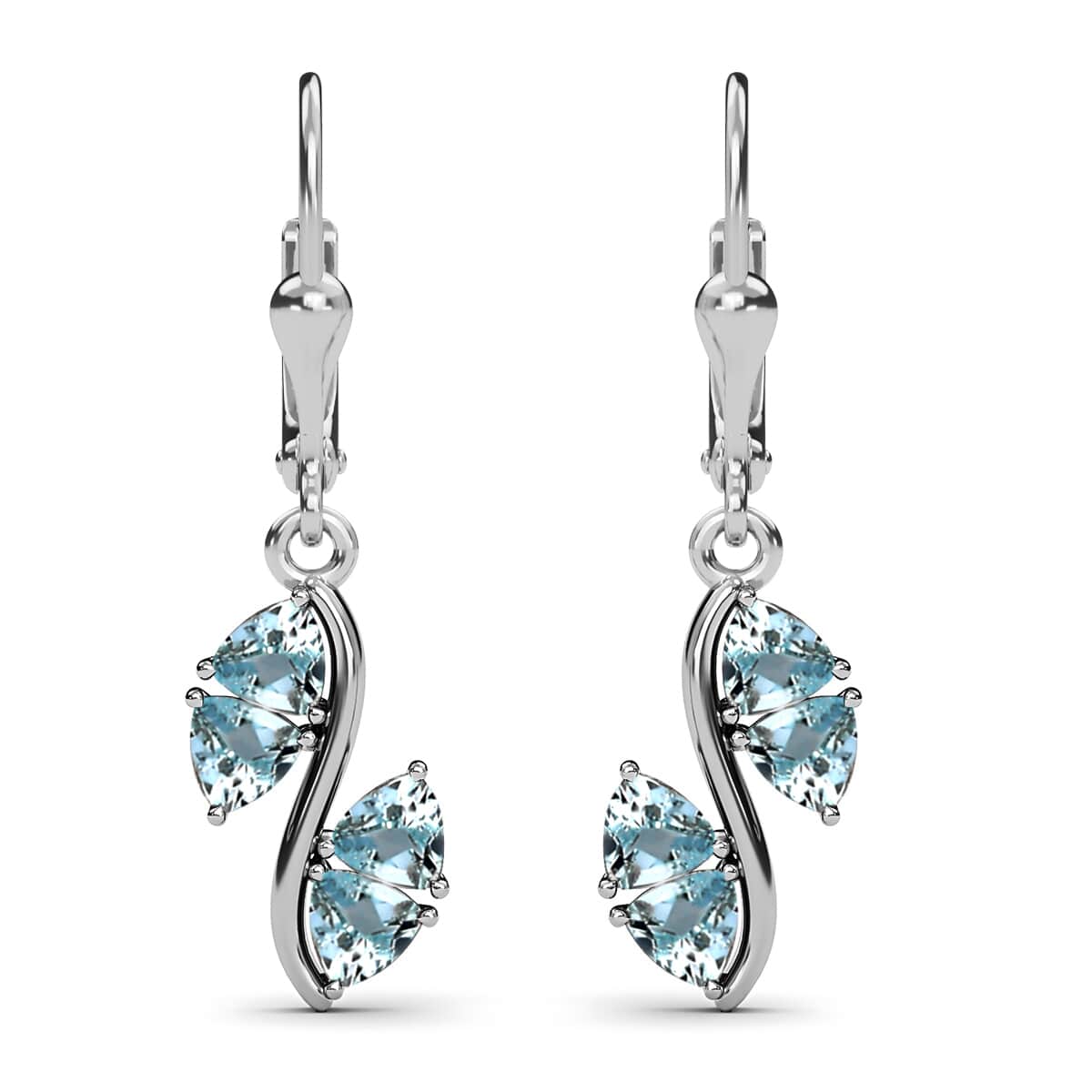 Espirito Santo Aquamarine Dangling Earrings in Platinum Over Sterling Silver 1.65 ctw image number 0