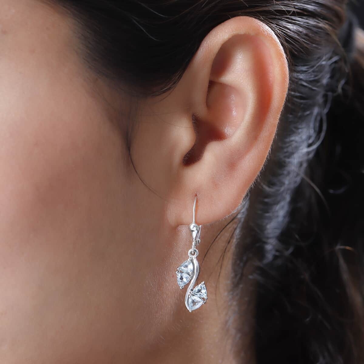 Espirito Santo Aquamarine Dangling Earrings in Platinum Over Sterling Silver 1.65 ctw image number 1