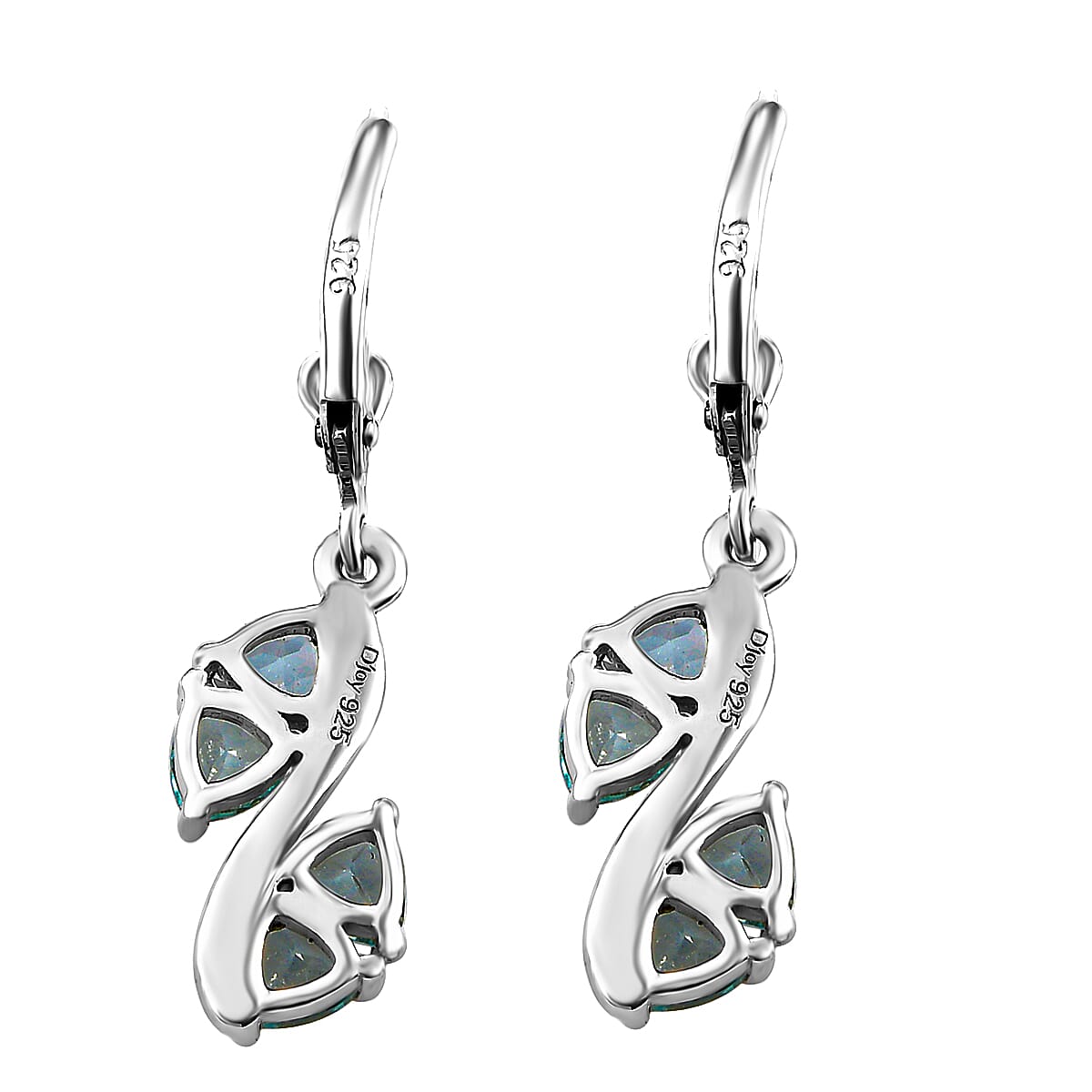 Espirito Santo Aquamarine Dangling Earrings in Platinum Over Sterling Silver 1.65 ctw
