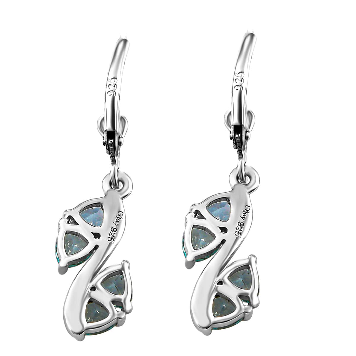 Natural Russian Diopside Dangling Earrings in Platinum Over Sterling Silver 2.00 ctw image number 6
