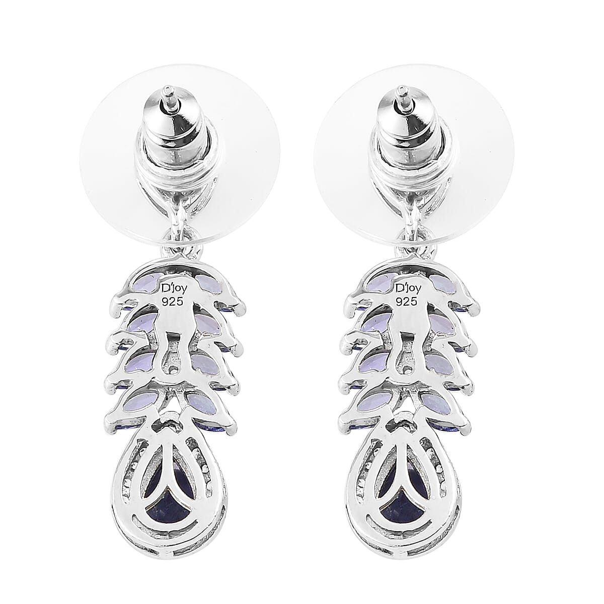Tanzanite and White Zircon Dangling Earrings in Platinum Over Sterling Silver 2.90 ctw