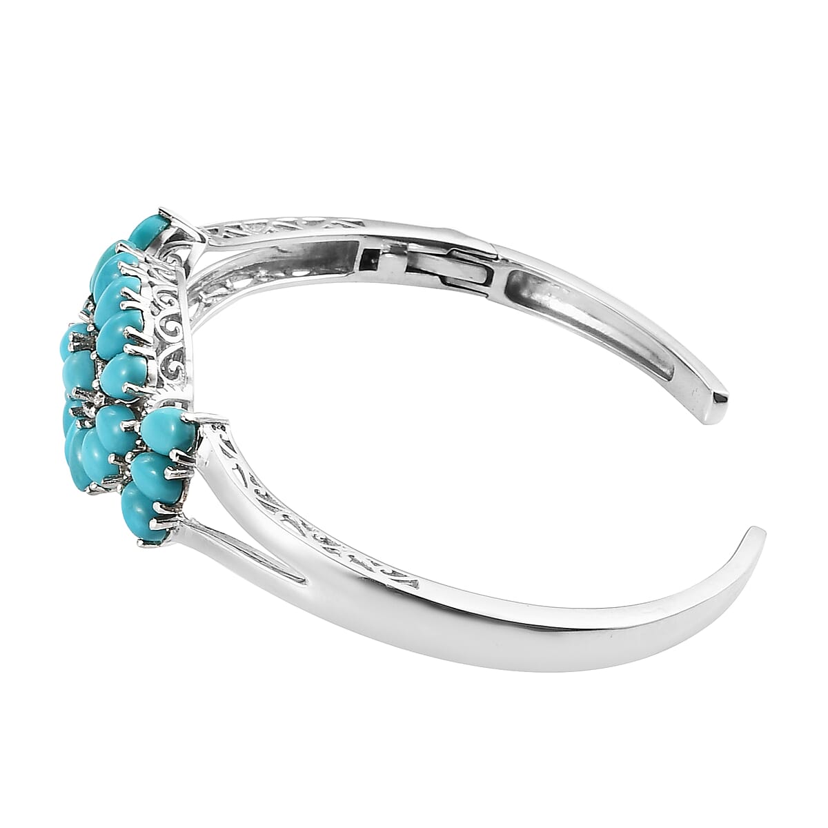 Sleeping Beauty Turquoise Cuff Bracelet in Platinum Over Sterling Silver 17.25 Grams 8.65 ctw image number 3