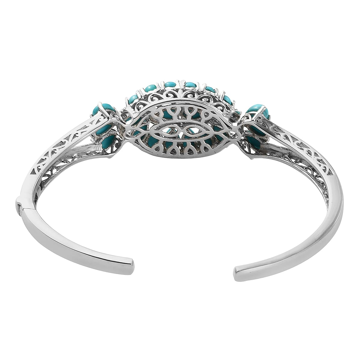 Sleeping Beauty Turquoise Cuff Bracelet in Platinum Over Sterling Silver 17.25 Grams 8.65 ctw image number 4