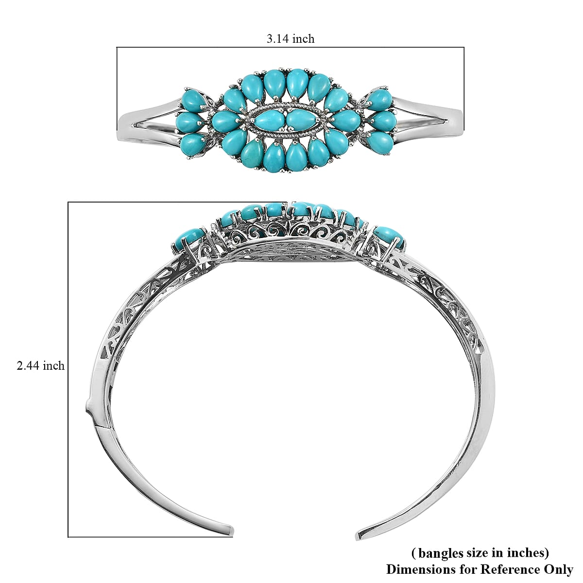 Sleeping Beauty Turquoise Cuff Bracelet in Platinum Over Sterling Silver 17.25 Grams 8.65 ctw image number 5