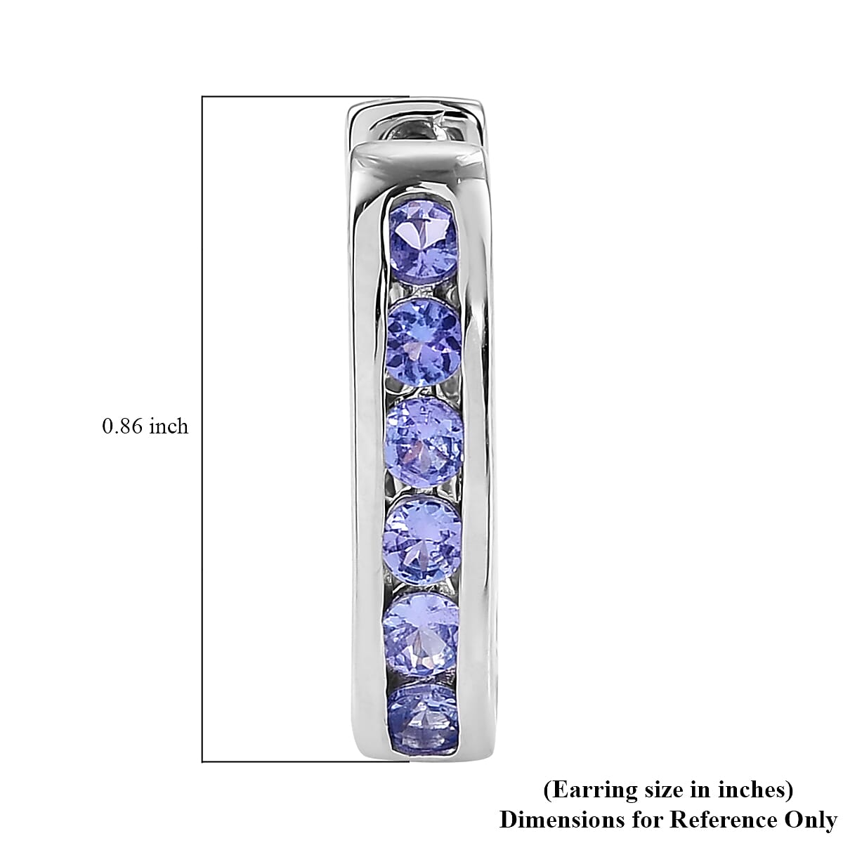 Tanzanite Hoop Earrings in Platinum Over Sterling Silver 1.25 ctw