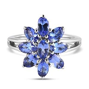 Tanzanite 2.29 ctw Ring in Platinum Over Sterling Silver (Size 10)