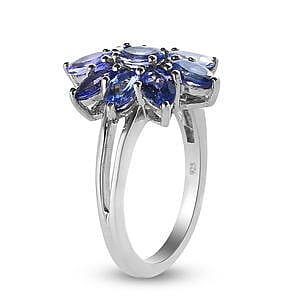 Tanzanite 2.29 ctw Ring in Platinum Over Sterling Silver (Size 10)