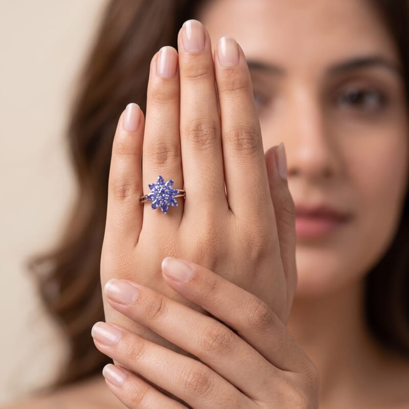 Tanzanite 2.29 ctw Ring in Platinum Over Sterling Silver (Size 10)