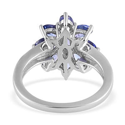 Tanzanite 2.29 ctw Ring in Platinum Over Sterling Silver (Size 10)