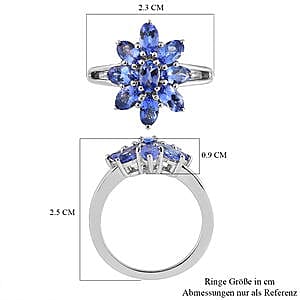 Tanzanite 2.29 ctw Ring in Platinum Over Sterling Silver (Size 10)