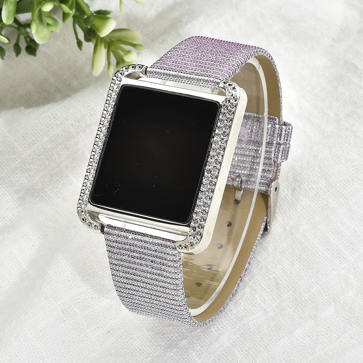 NWT Strada LED digital watch with 34mm lilac stardust strap Buy Strada Electronic Movement Digital Watch with Lilac Faux  main image 4