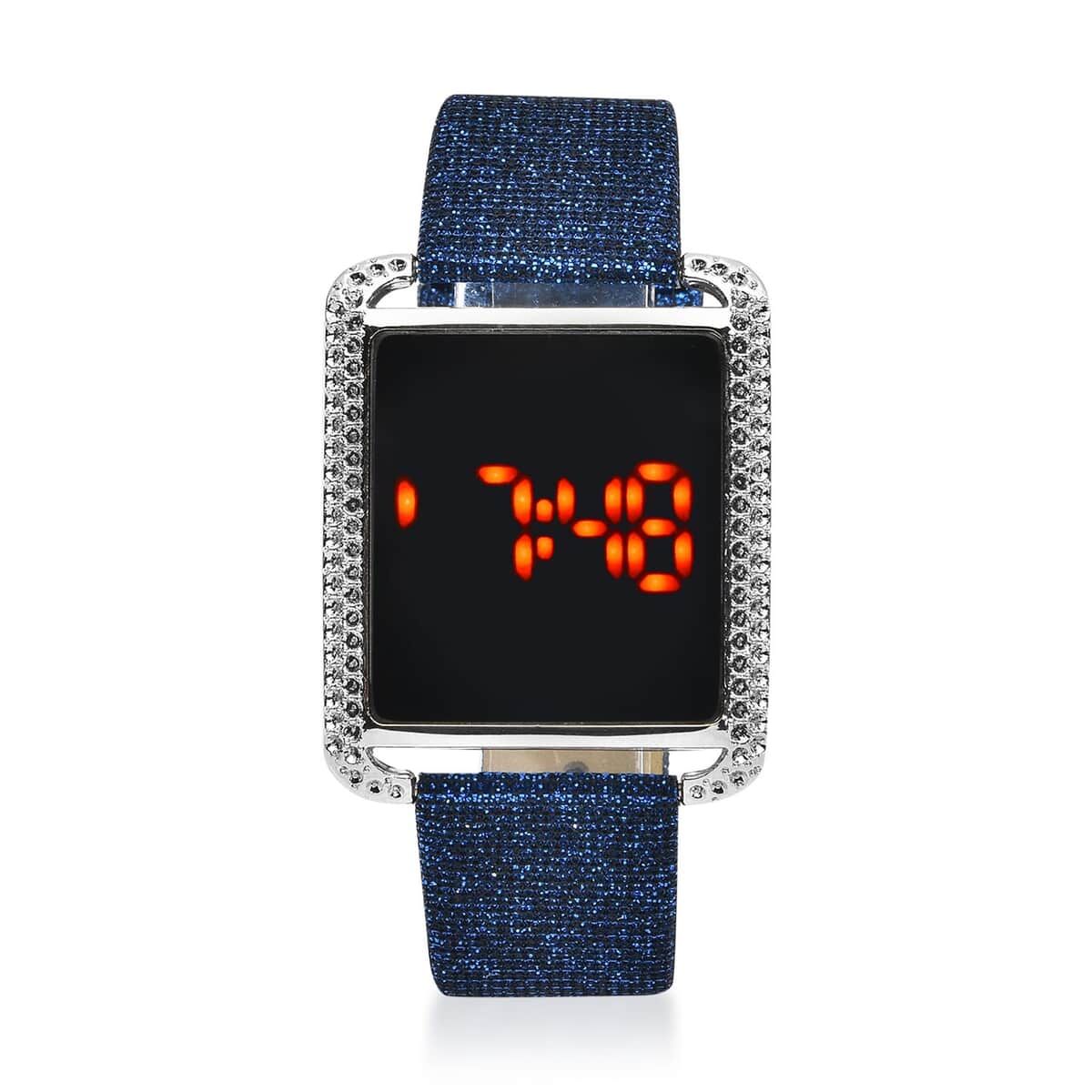 Strada Electronic Movement Digital Watch with Navy Blue Faux Leather & Stardust Strap (34mm) (6.75-8.50 Inch) image number 0