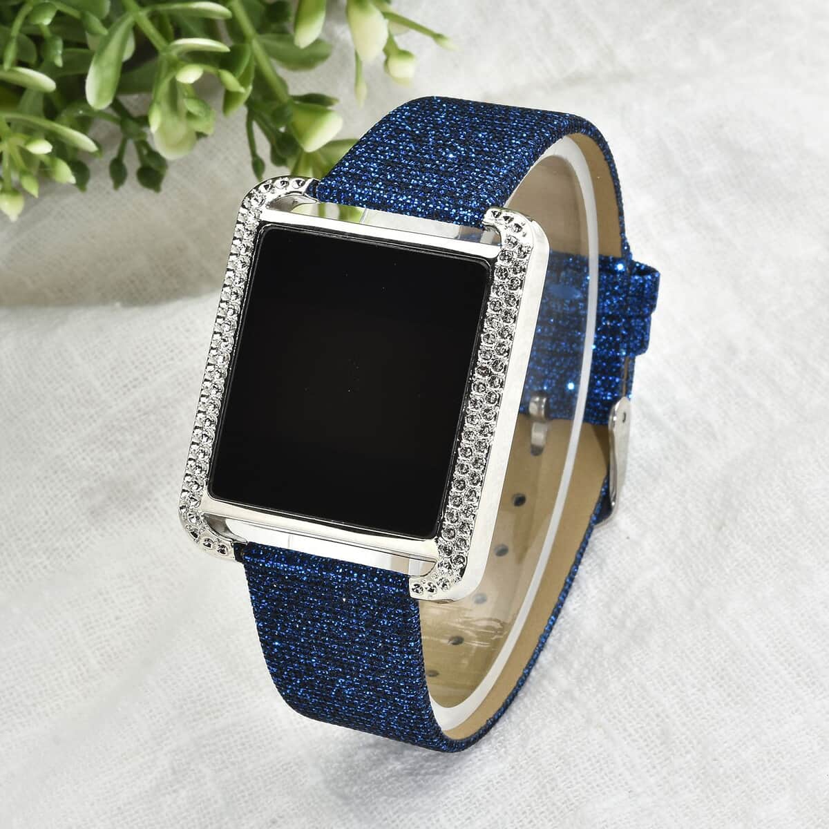 Strada Electronic Movement Digital Watch with Navy Blue Faux Leather & Stardust Strap (34mm) (6.75-8.50 Inch) image number 1