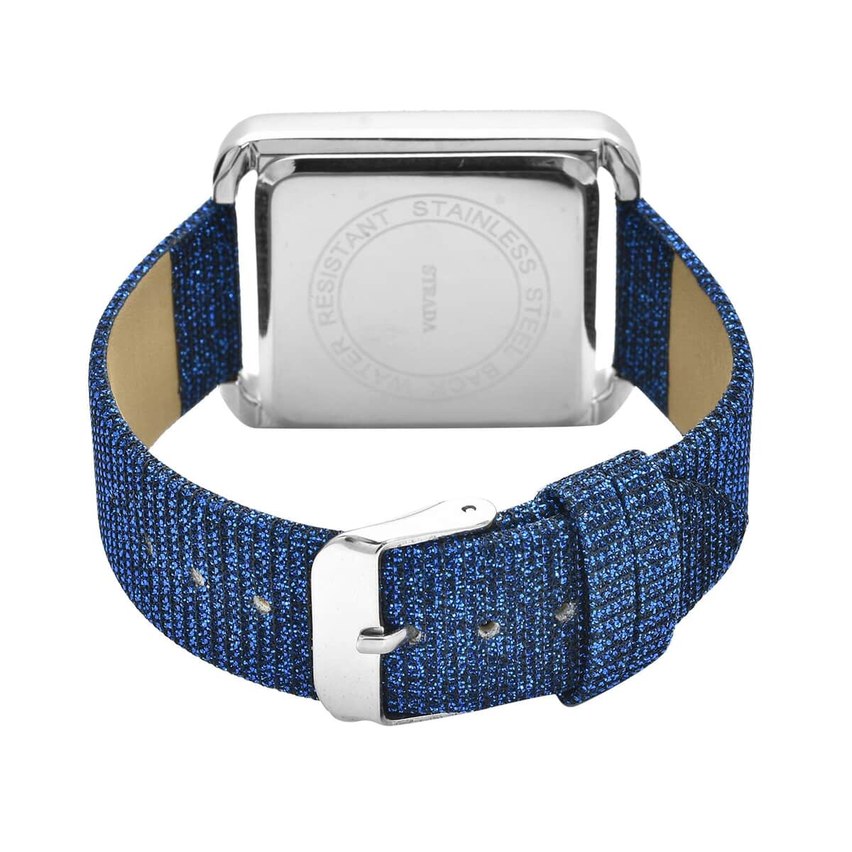 Strada Electronic Movement Digital Watch with Navy Blue Faux Leather & Stardust Strap (34mm) (6.75-8.50 Inch) image number 5