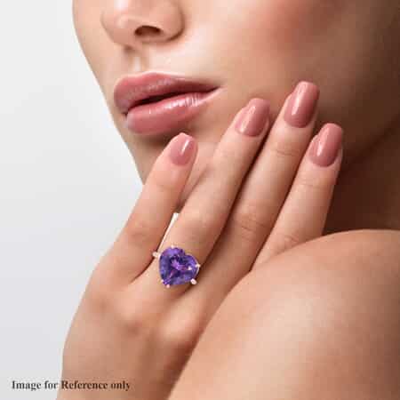 LUXORO 10K Rose Gold AAA Lusaka Amethyst Solitaire Heart Ring 2.50 Grams 8.50 ctw image number 2