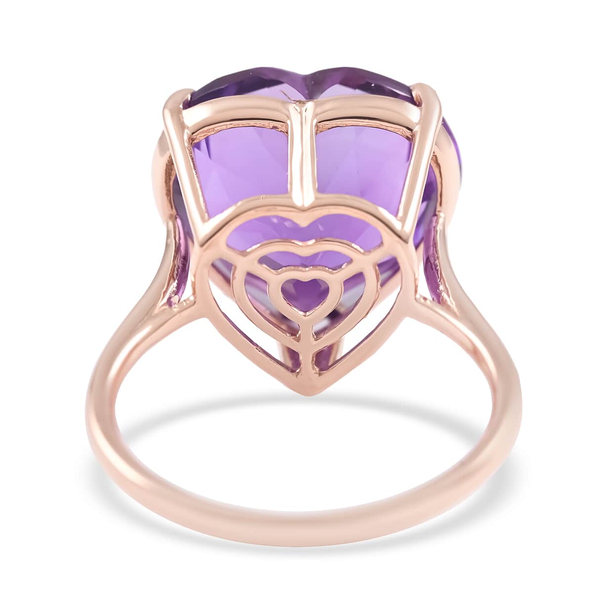 LUXORO 10K Rose Gold AAA Lusaka Amethyst Solitaire Heart Ring 2.50 Grams 8.50 ctw image number 4