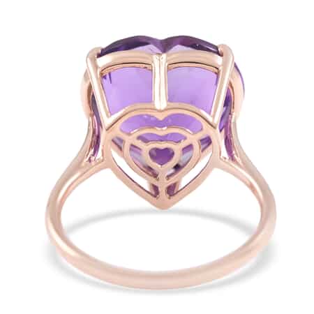 LUXORO 10K Rose Gold AAA Lusaka Amethyst Solitaire Heart Ring 2.50 Grams 8.50 ctw image number 4