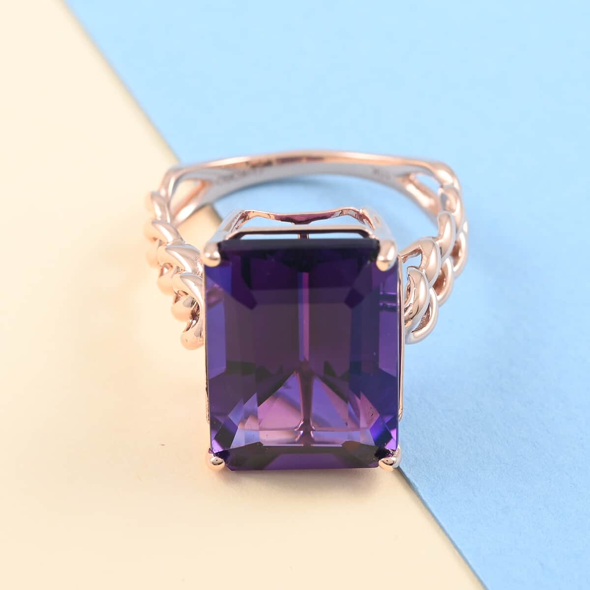 LUXORO 10K Rose Gold AAA Lusaka Amethyst Solitaire Ring 3.40 Grams 11.50 ctw image number 1
