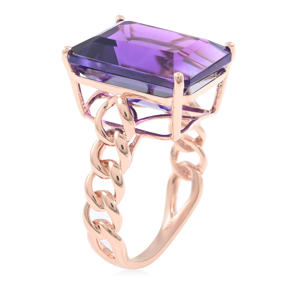 LUXORO 10K Rose Gold AAA Lusaka Amethyst Solitaire Ring 3.40 Grams 11.50 ctw image number 3