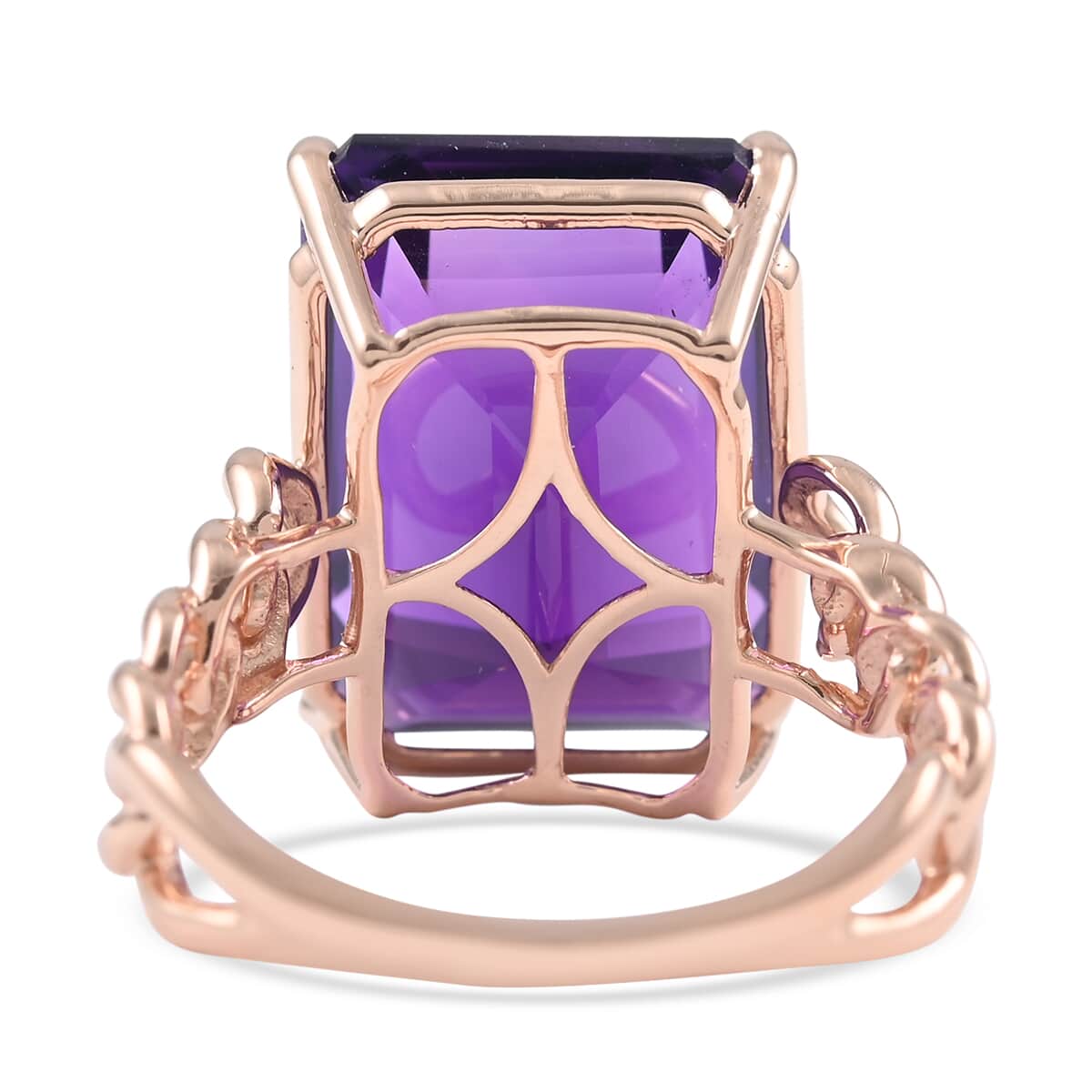 LUXORO 10K Rose Gold AAA Lusaka Amethyst Solitaire Ring (Size 6.0) 3.40 Grams 11.50 ctw image number 4