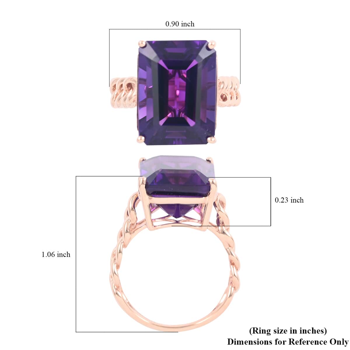 LUXORO 10K Rose Gold AAA Lusaka Amethyst Solitaire Ring (Size 6.0) 3.40 Grams 11.50 ctw image number 5