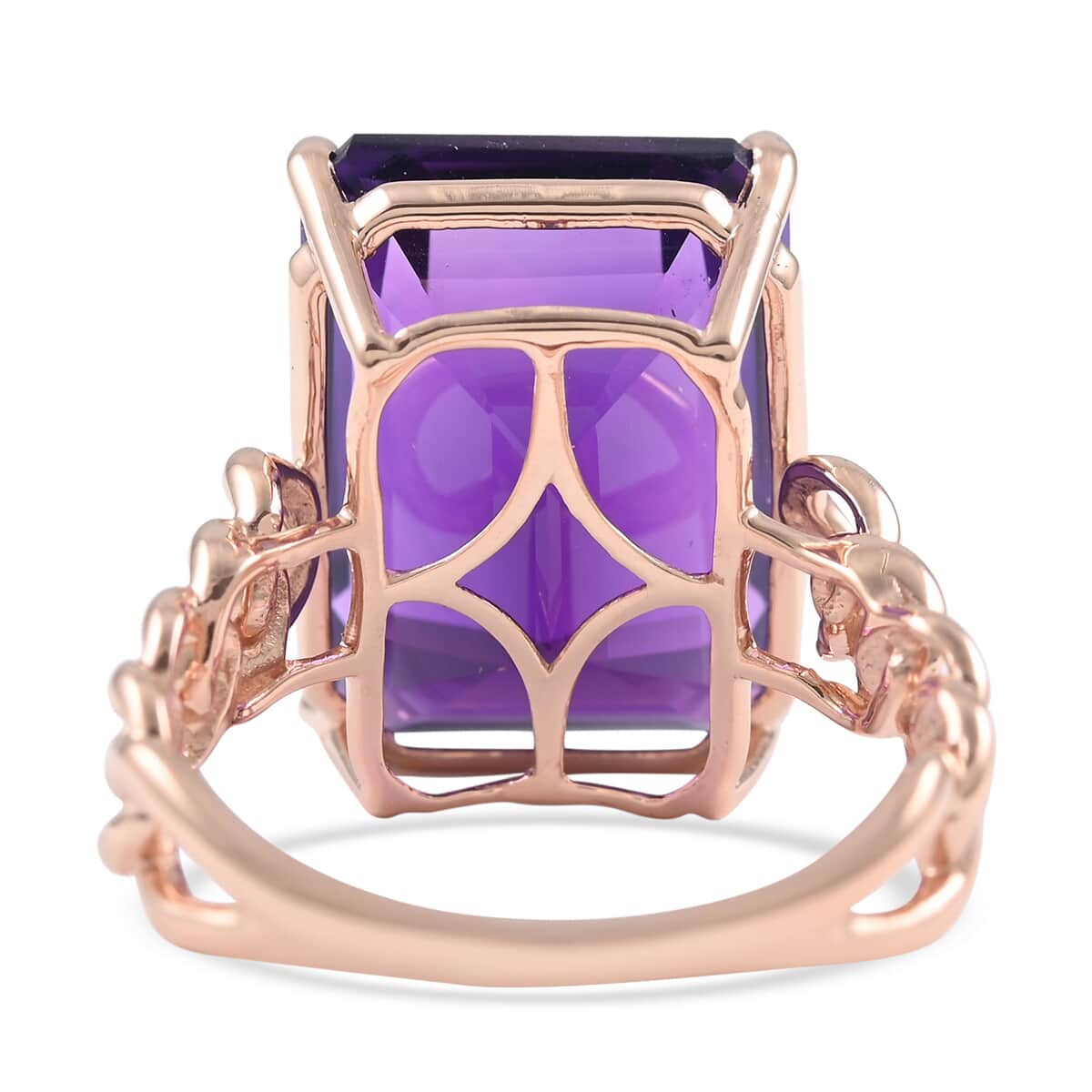 LUXORO 10K Rose Gold AAA Lusaka Amethyst Solitaire Ring (Size 9.0) 3.40 Grams 11.50 ctw image number 4