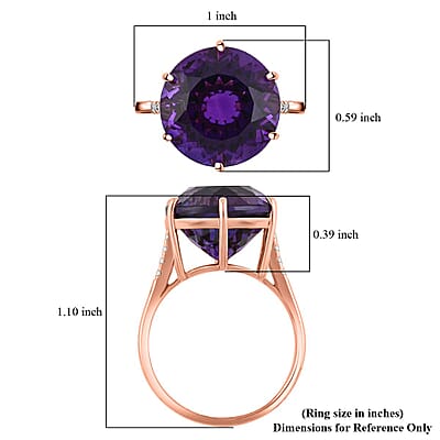 Luxoro AAA Lusaka Amethyst, Diamond Ring in 10K Rose Gold 9.70 ctw (Size 8.0)