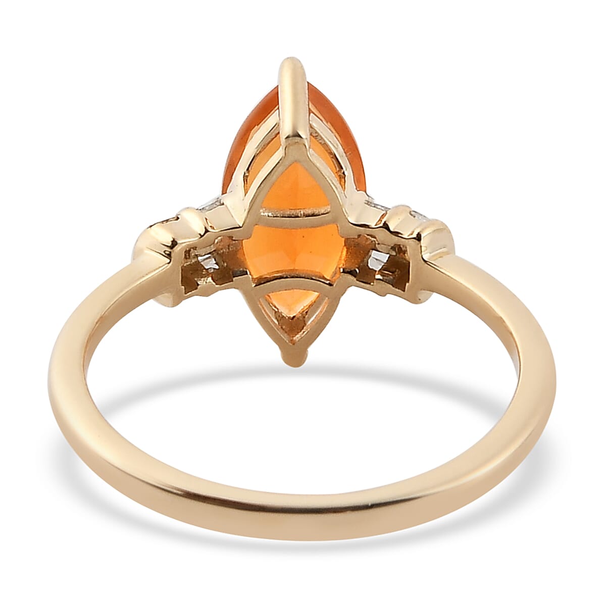Luxoro Premium Crimson Fire Opal and Diamond 1.25 ctw Ring in 10K Yellow Gold (Size 8.0) image number 4