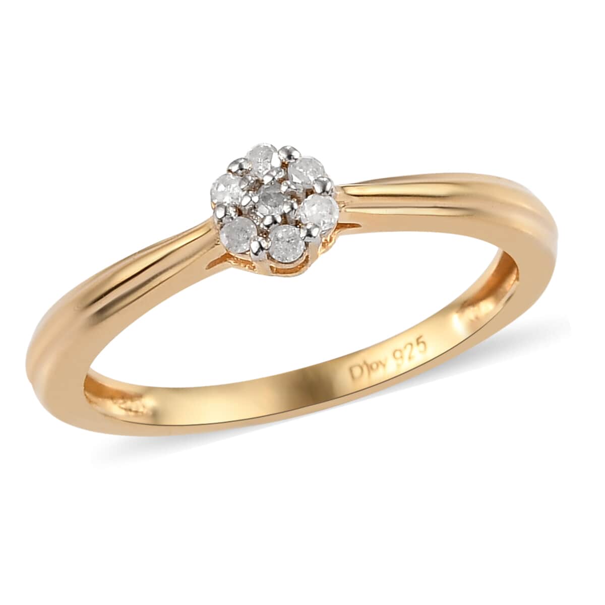 Diamond Floral Ring in 14K Yellow Gold Over Sterling Silver (Size 10.0) 0.10 ctw image number 0