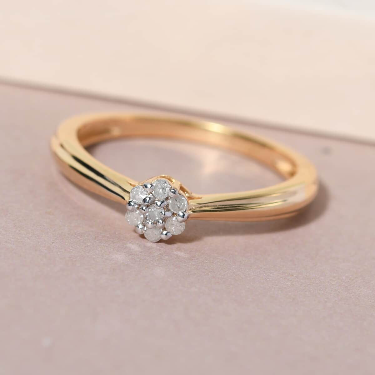 Diamond Floral Ring in 14K Yellow Gold Over Sterling Silver (Size 7.0) 0.10 ctw image number 3
