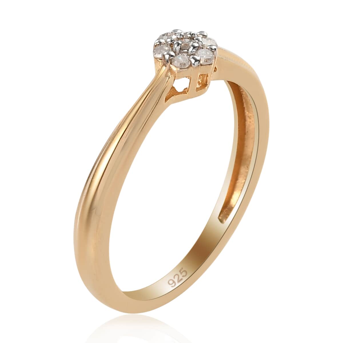Diamond Floral Ring in 14K Yellow Gold Over Sterling Silver (Size 7.0) 0.10 ctw image number 5