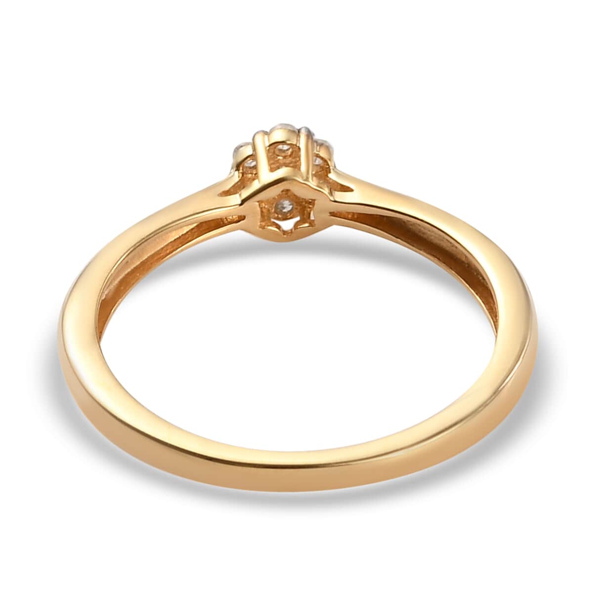 Diamond Floral Ring in 14K Yellow Gold Over Sterling Silver (Size 7.0) 0.10 ctw image number 6