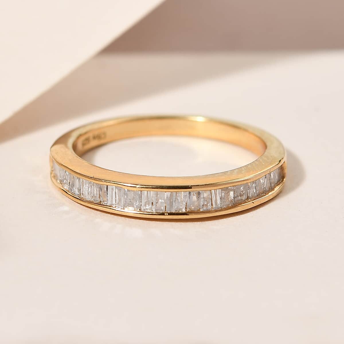 Diamond Haff Eternity Ring in 14K Yellow Gold Over Sterling Silver (Size 6.0) 0.33 ctw image number 3
