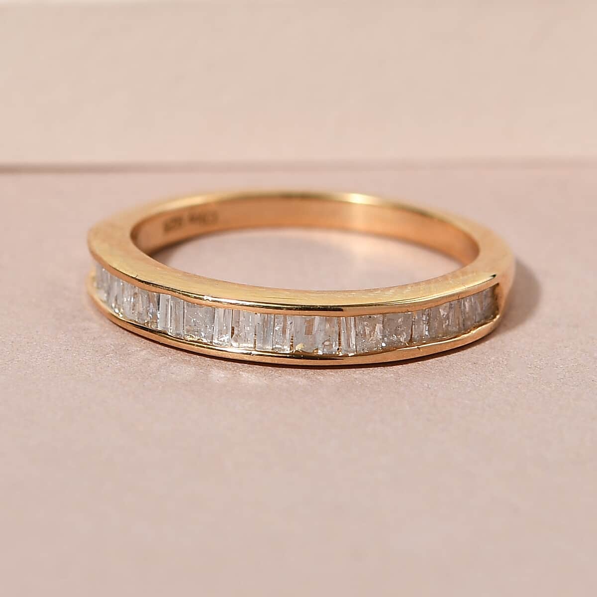 Diamond Half Eternity Ring in 14K Yellow Gold Over Sterling Silver (Size 10.0) 0.33 ctw image number 4