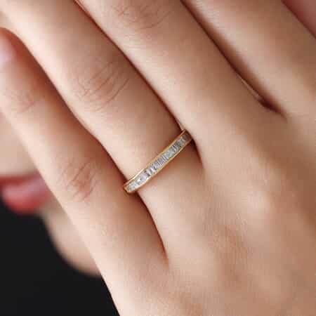 Diamond Half Eternity Ring in 14K Yellow Gold Over Sterling Silver (Size 7.0) 0.33 ctw image number 2